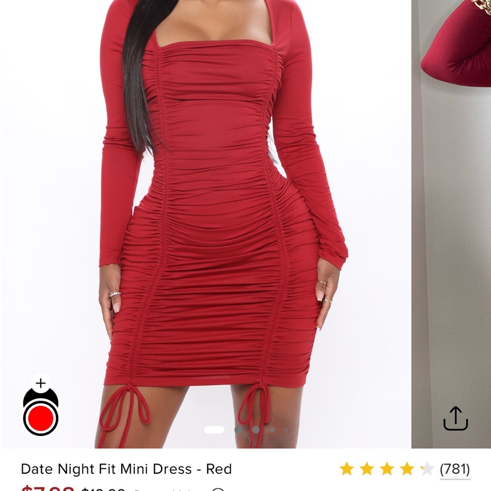 Date Night Fit Mini Dress - Red Ruched Long Sleeve Bodycon Dress